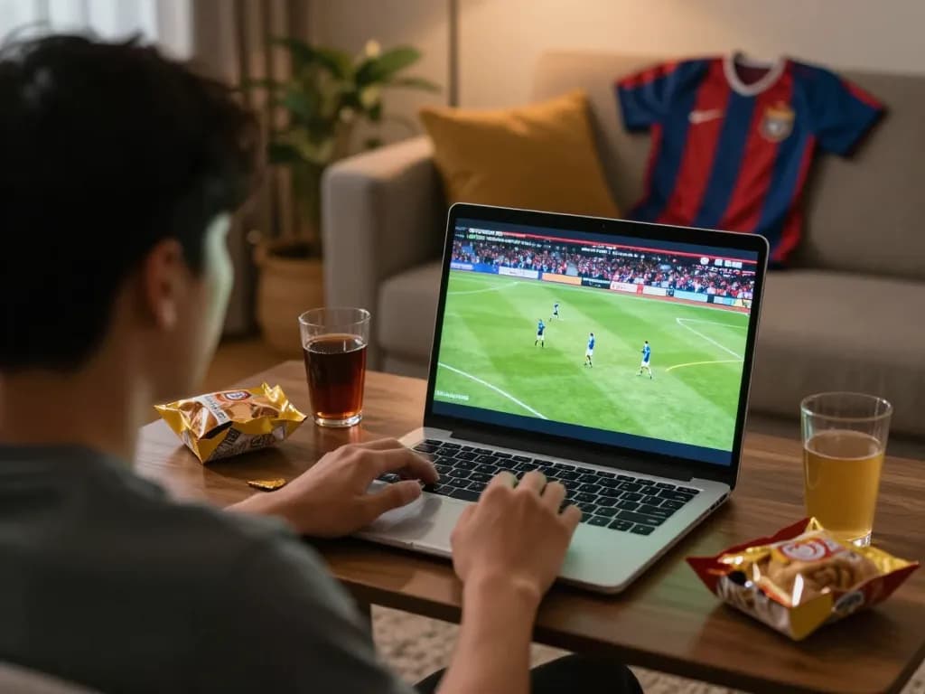 Engaging live soccer streaming experience showcasing Trực Tiếp Bóng Đá on a laptop at home