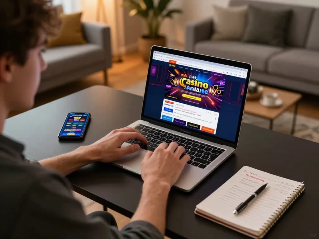 Enjoying an interactive gaming session with the lista casino online non aams on a laptop, set in a stylish home office.