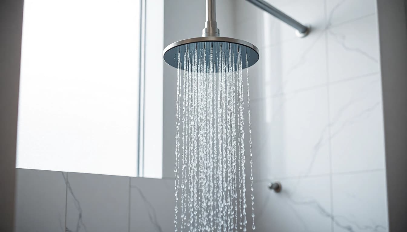 Experience the beauty of elegant showers Australia with a modern rainfall shower in a luxurious bathroom setting.