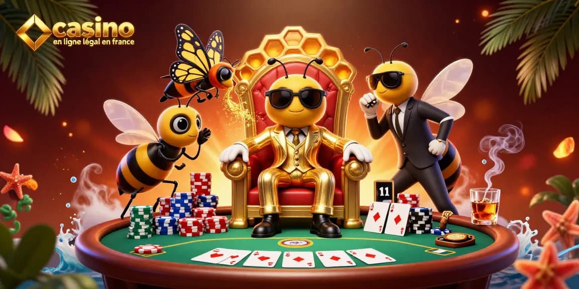 Plongée dans l'univers des paris avec un casino en ligne légal en France illustré par un boss de la mafia en costume doré.