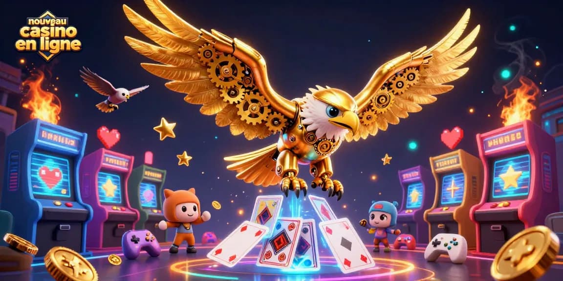 Les cartes holographiques émergent avec le nouvel eagle du casino en ligne en vol.