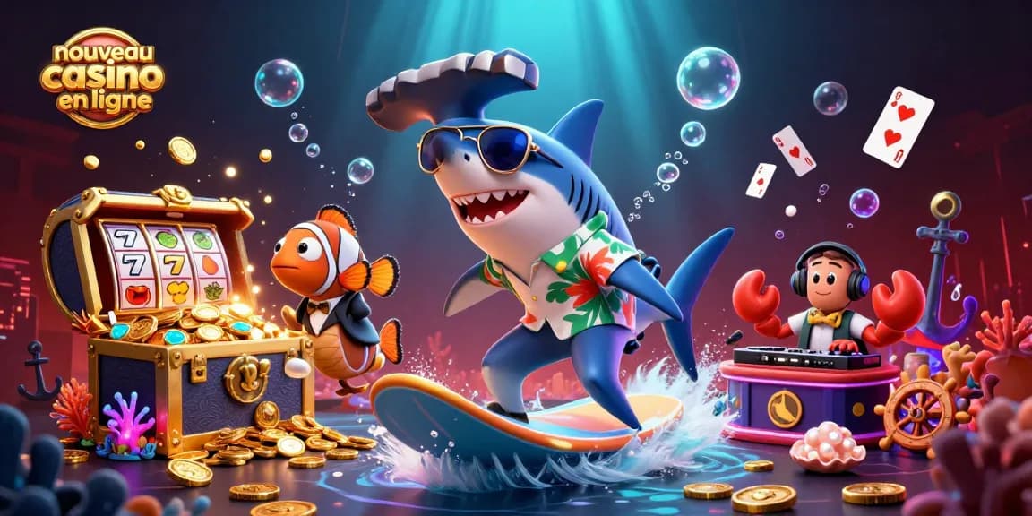 Jouez sur un nouveau casino en ligne avec des personnages 3D animés et des éléments colorés des jeux de casino.