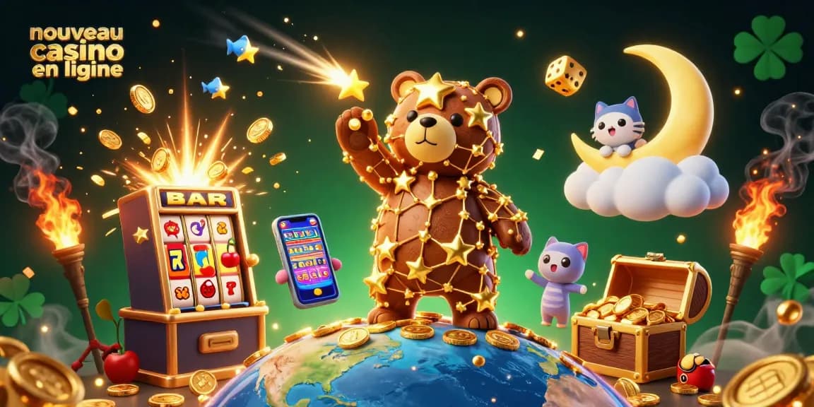 Plongez dans l'univers du nouveau casino en ligne avec une scène captivante de gains et de jeux.