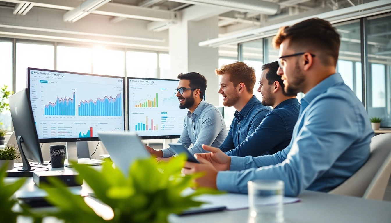 Analyze the tools and metrics of an smm reseller panel in a modern office.
