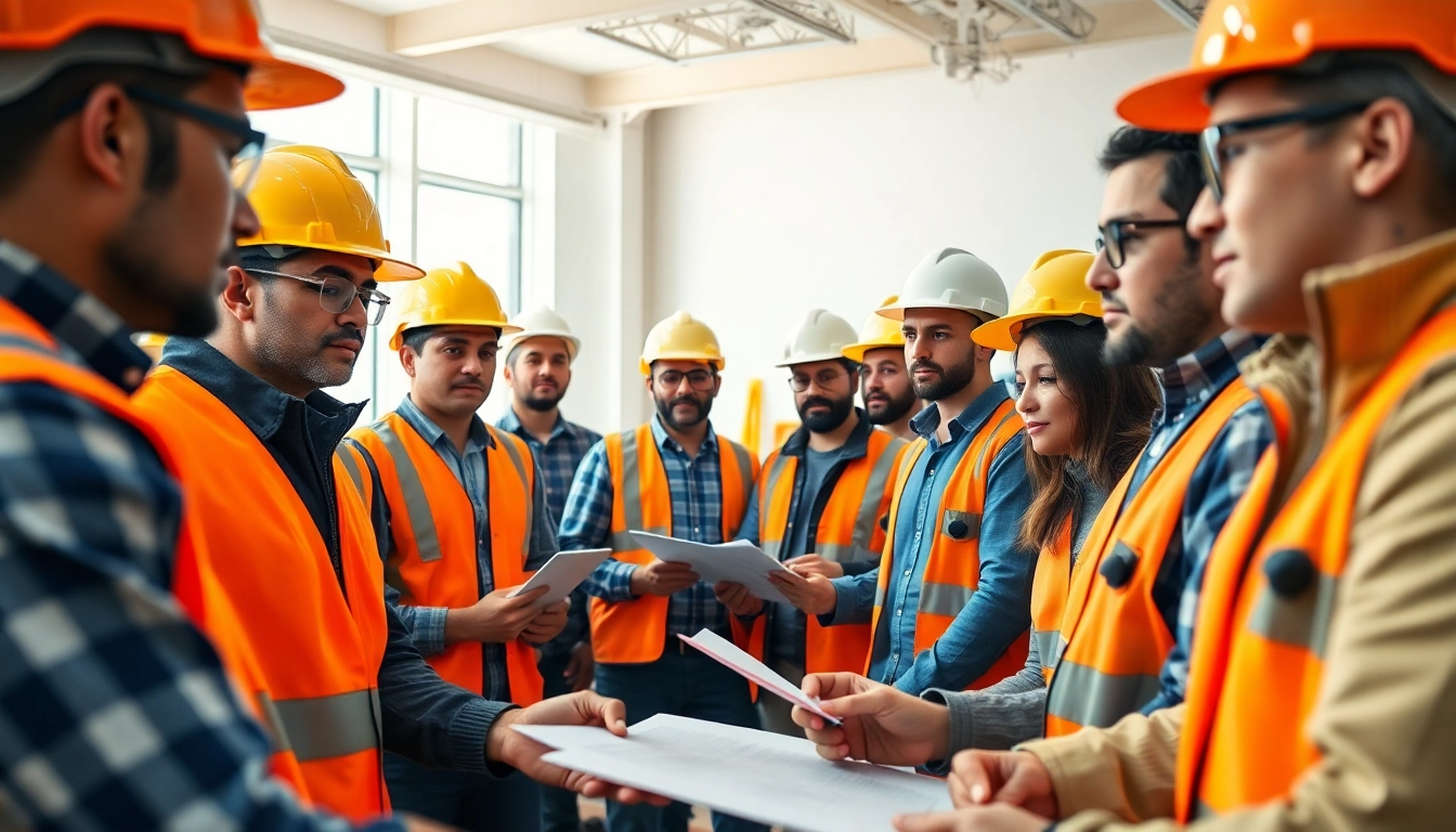 Engaged participants in construction safety classes demonstrate hands-on learning in a professional environment.