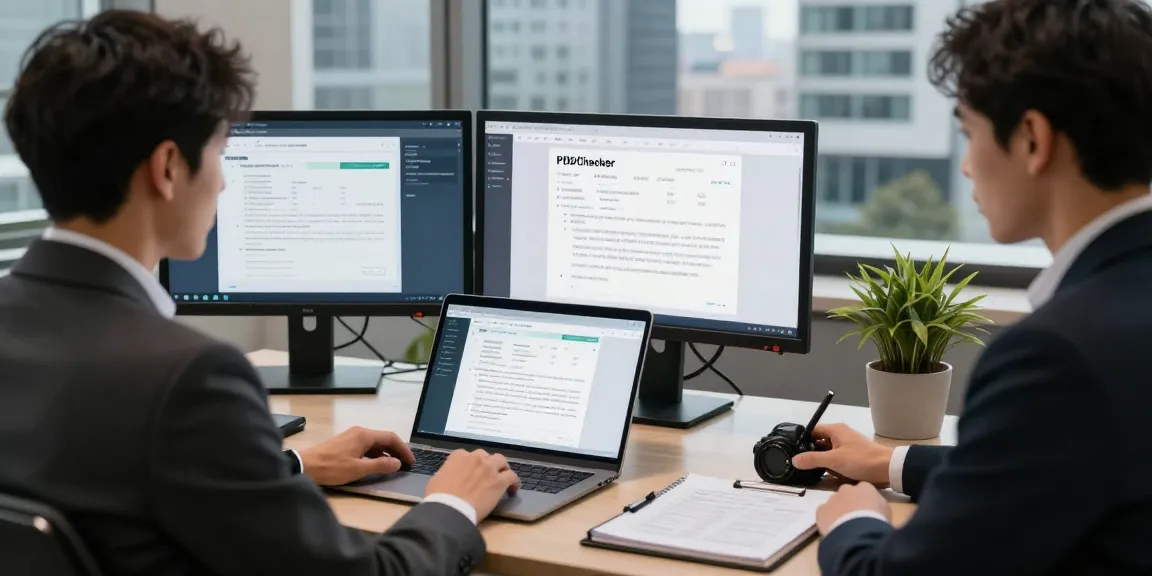AI technology detecting fake invoice in a modern office setting, showcasing advanced verification tools.
