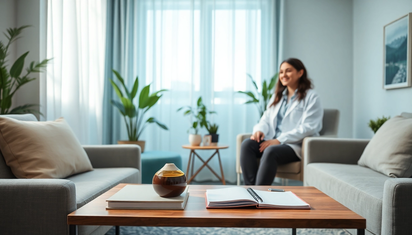 Anxiety symptoms illustrated in a calming therapy setting with natural lighting and soothing colors.