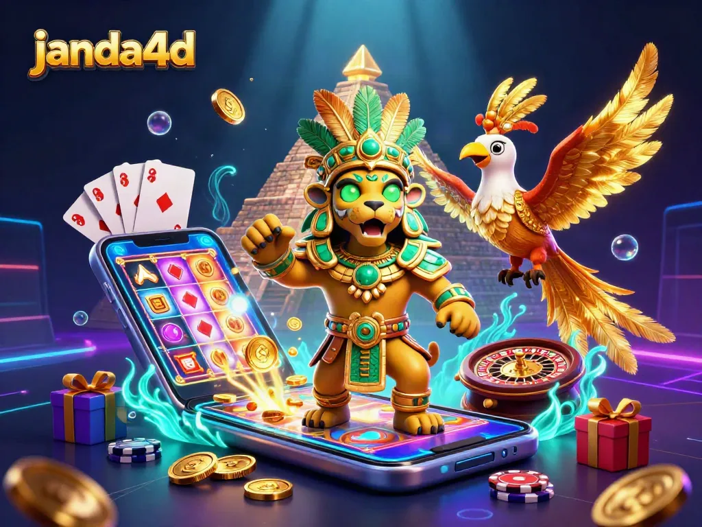 Permainan slot dalam aksi di JANDA4D, dengan simbol memukau dan kemenangan berlimpah.