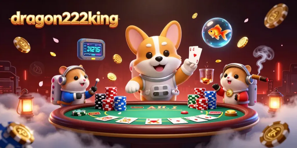 Engage with dragon222king as the 3D corgi astronaut navigates a vibrant casino in zero gravity.