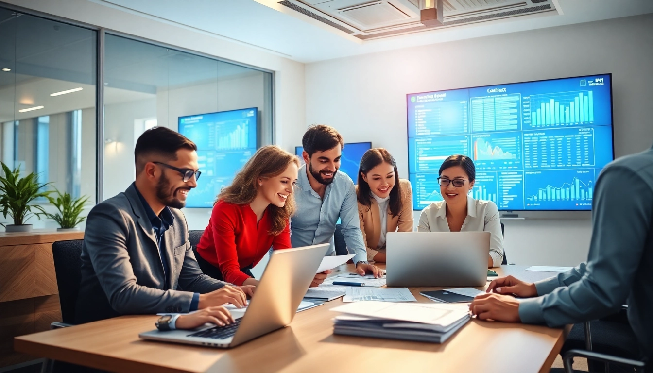 Team engaged in efficient Contract Management. practices with digital tools and collaborative insights.