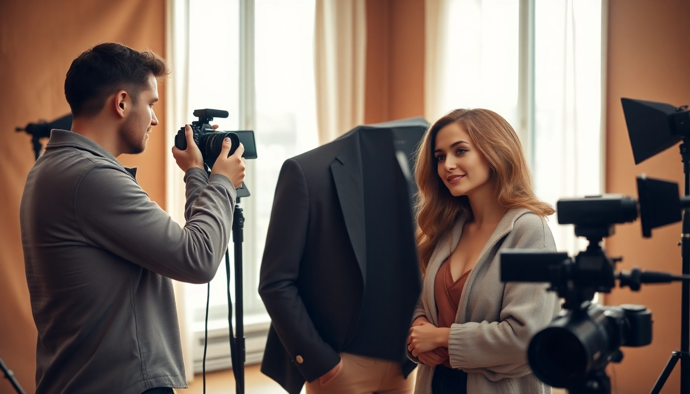 Capture of a photography company edmonton studio with a photographer engaged in portrait creation.