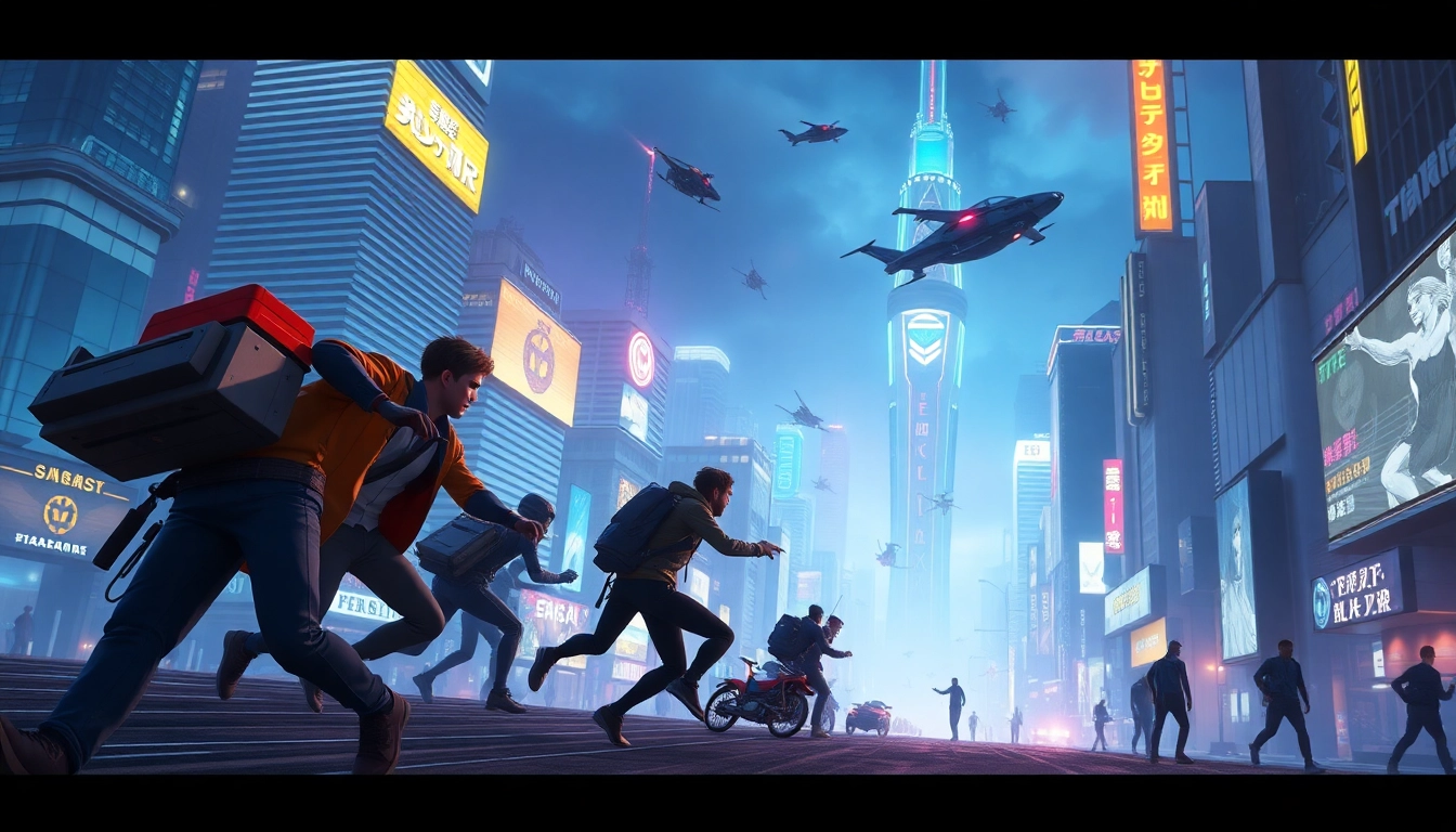 Erstelle beeindruckende 3D Animation in einer futuristischen Stadtlandschaft mit dynamischen Charakteren.
