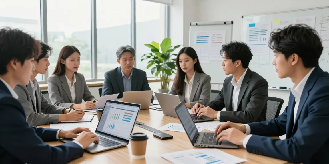 Professionals discussing merchant cash advance rates in a modern office meeting with financial reports.