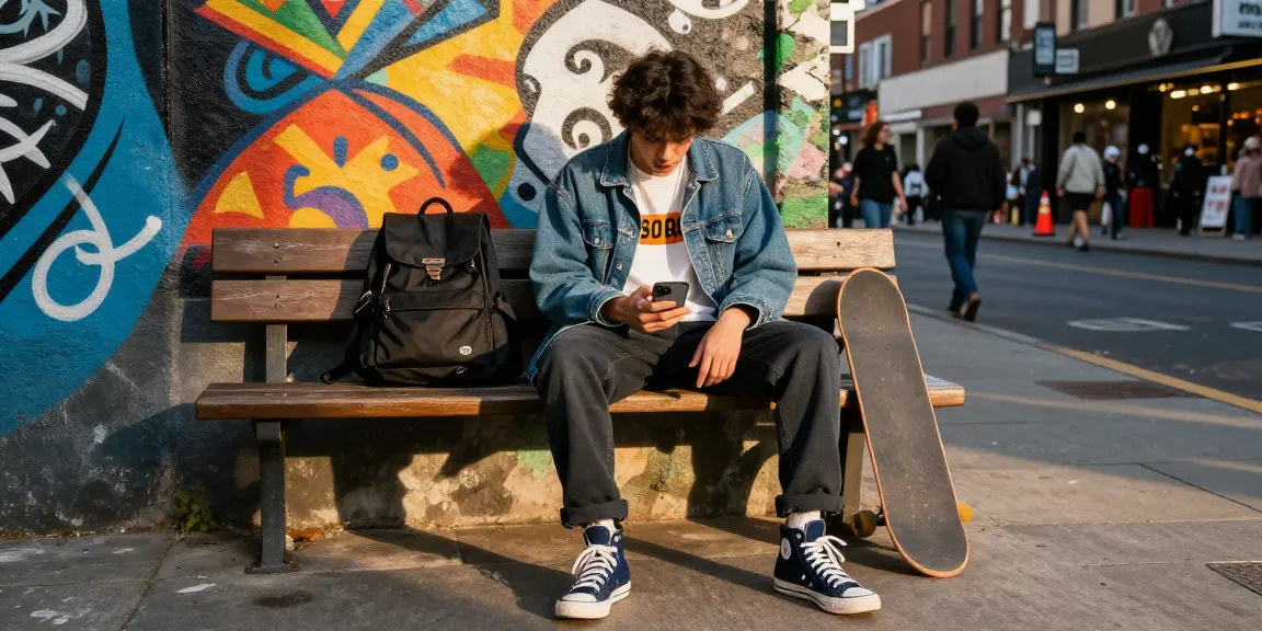 Streetwear fashion featuring rokok88 t-shirt in vibrant urban setting.