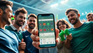 People participating in sports betting sites India with excitement displayed on smartphones.