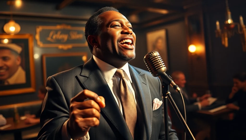Leroy Silver performing passionately in a classic jazz club setting, captivating the audience.