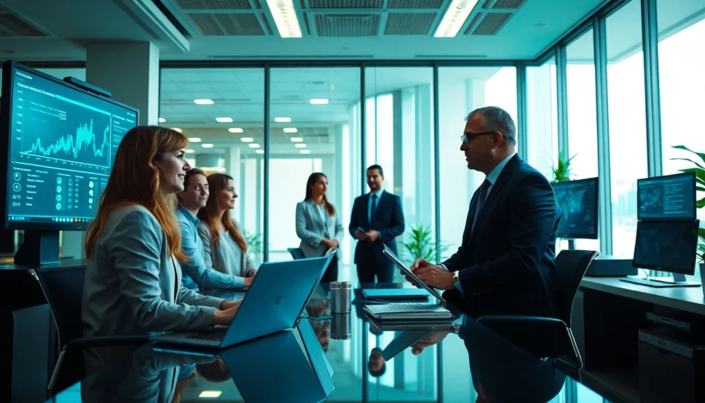 Illustration on how to choose a managed service provider in Tampa with professionals discussing IT solutions.