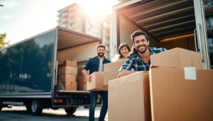 Best Toronto Movers efficiently unloading boxes during a friendly family relocation.