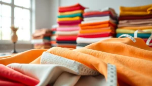 Katoen stof in verschillende kleuren mooi gepresenteerd met focus op textuur.