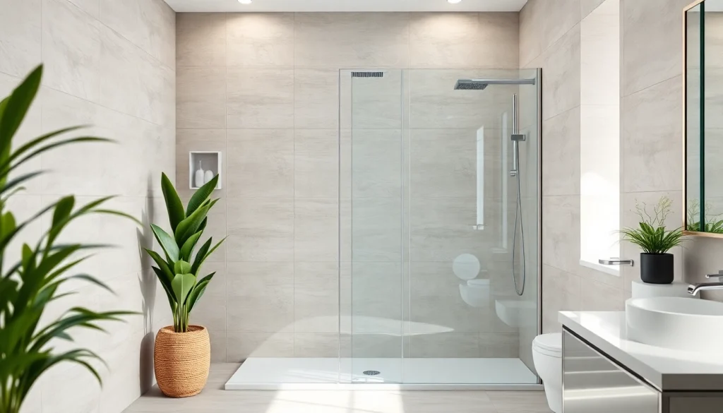 Installation de paroi de douche 150x200 en verre transparent dans une salle de bain moderne.