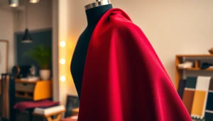 Punta di Roma stof met rijke textuur en warme kleuren in een modieuze studio.