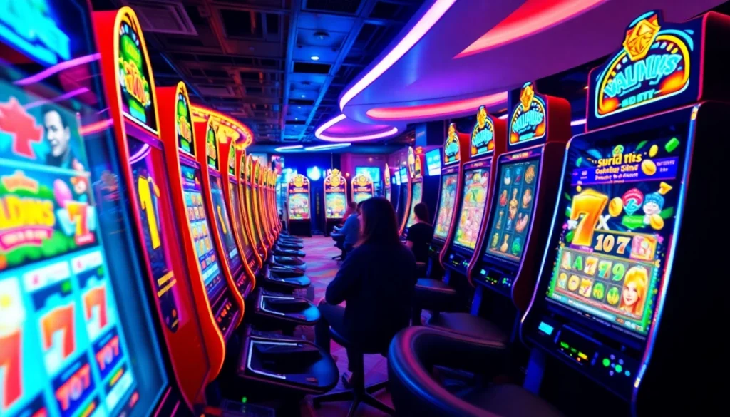 Experience the excitement of slot hoki gaming with vibrant slot machines in a modern digital casino.