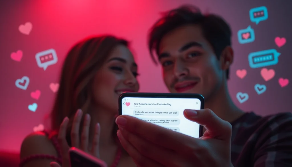 Intimate ai sexting interaction on a smartphone screen, showcasing engaging chat messages with playful emojis.