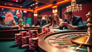 Engaging with the excitement of nhà cái vua99 at a vibrant casino table.