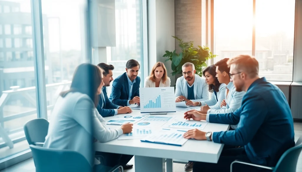 Explore growth strategy trends in a professional meeting with diverse business leaders engaged in brainstorming.