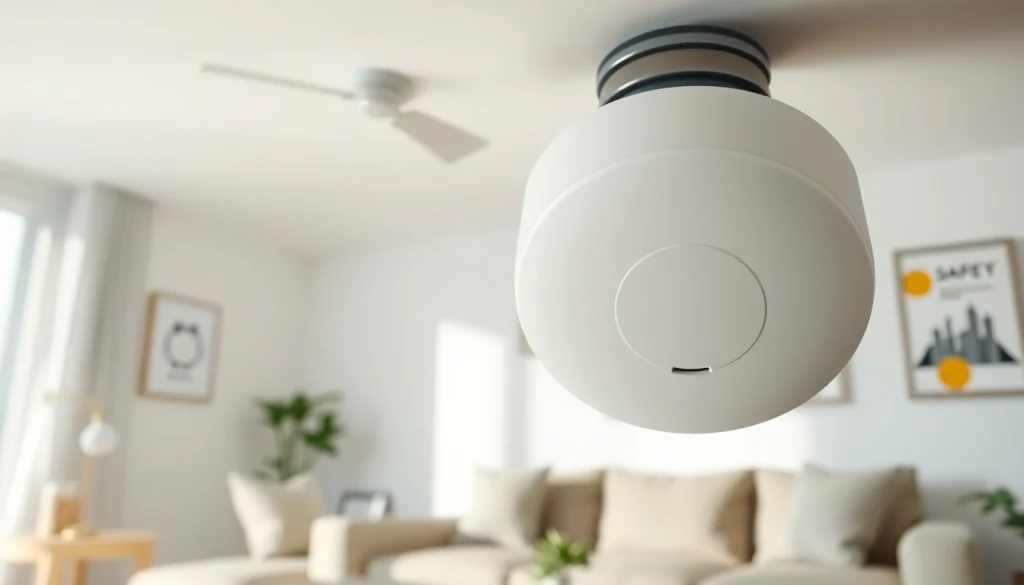 Smoky detector battery providing safety monitoring in a modern home setting.