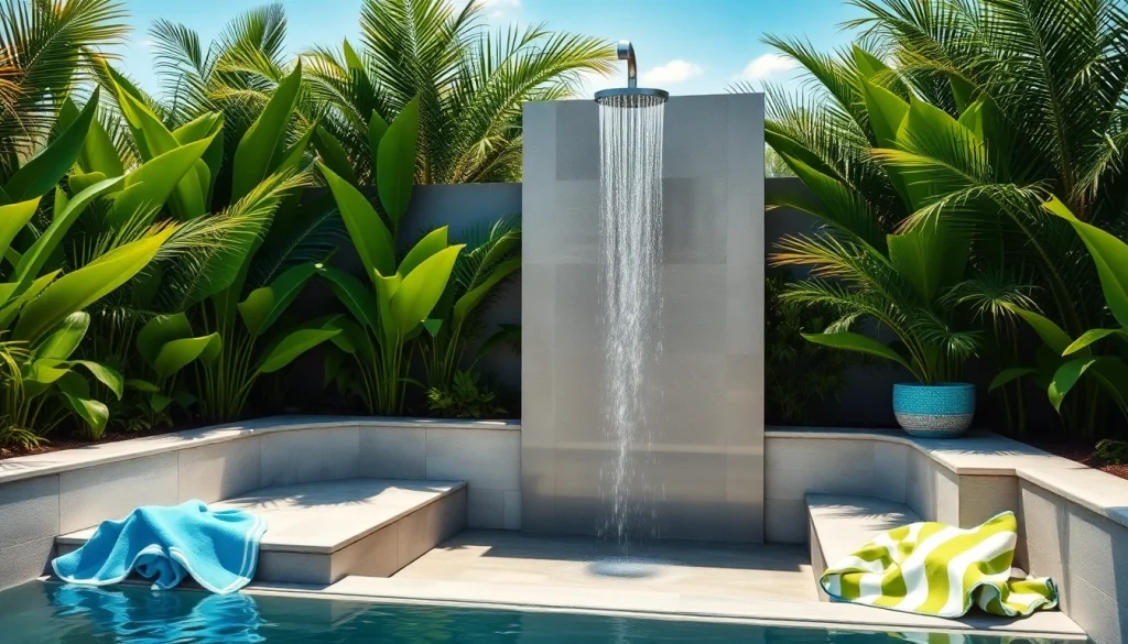 Transform your outdoor space with sunny shower USA, an elegant outdoor shower experience.