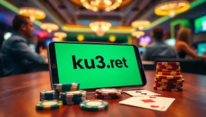 Hình ảnh trực quan hấp dẫn của giao diện ứng dụng di động ku3933 net kết hợp các yếu tố casino, thể hiện trải nghiệm cá cược trực tuyến toàn diện.