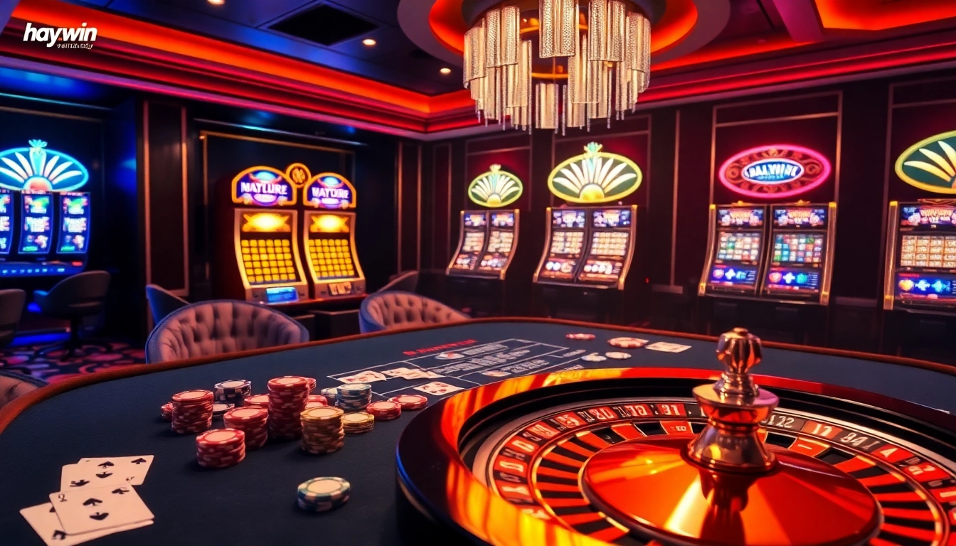 Experience the thrill of high-stakes gaming at hay.win with poker chips and roulette in action.