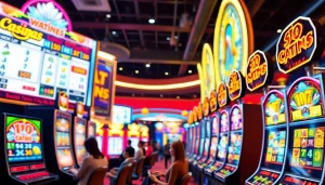 Menampilkan slot depo 1k dalam suasana kasino online yang ceria dan mengasyikkan.