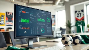 Engaging โปรแกรมบอล analytics dashboard showcasing live scores and detailed statistics.