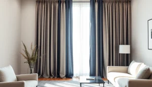 Bekijk verduisterende gordijnen die stijl en privacy toevoegen aan een moderne woonkamer.