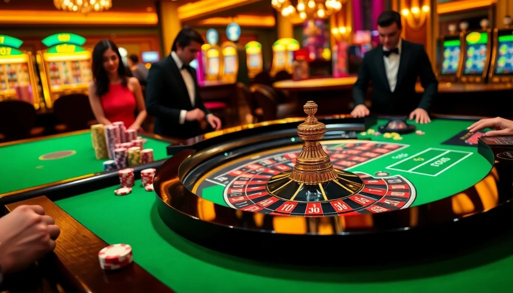 Scène engageante du meilleur casino en ligne France avec une action vibrante à la table de roulette.