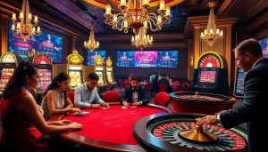 Participez à un jeu stratégique au meilleur casino en ligne France, mettant en vedette des tables de poker luxueuses et des machines à sous vibrantes.