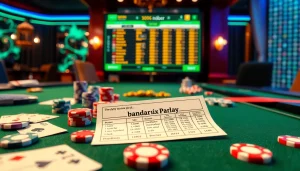 Exciting betting scene featuring bandar mix parlay at a luxurious casino table.