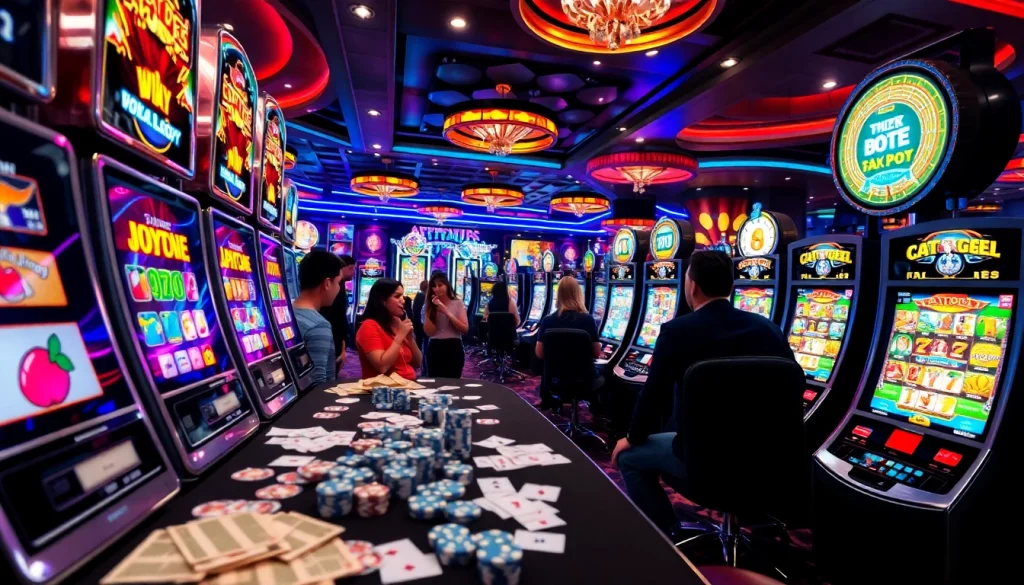 Experience the thrill at GTATOGEL with vibrant slot machines and enthusiastic players.