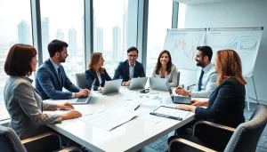 Engaged auditors discussing Audit Services in Dubai in a modern office.