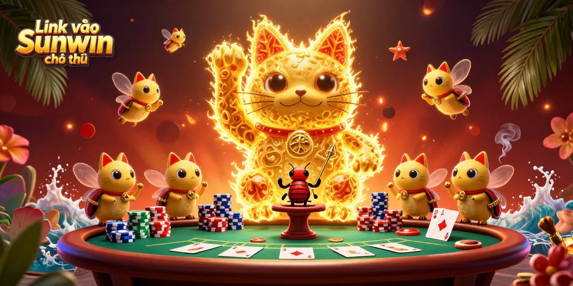 Engage with the exciting gaming universe of Link vào Sunwin chính thức through a lively 3D illustration showcasing vibrant casino elements.