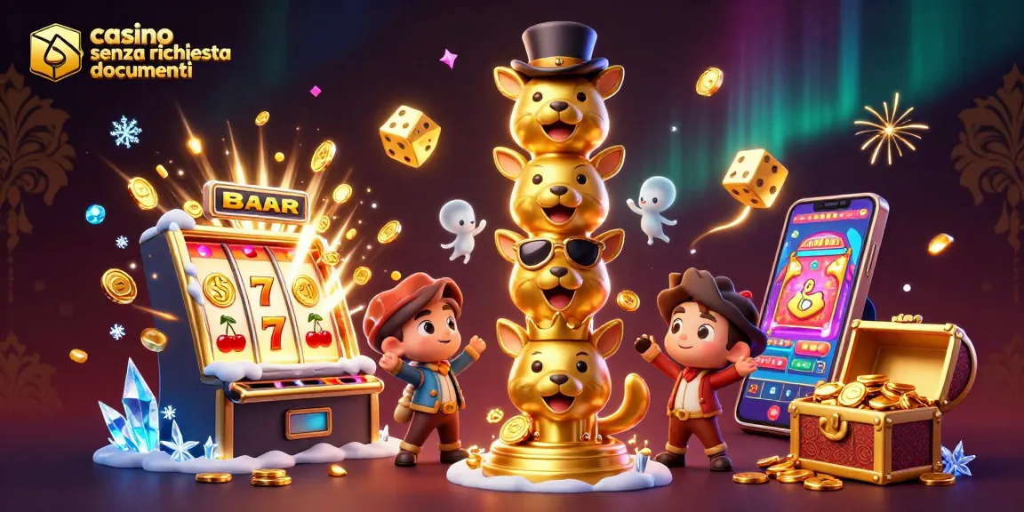 Gioca nel casino senza richiesta documenti con il totem d'oro e slot machine premiati.