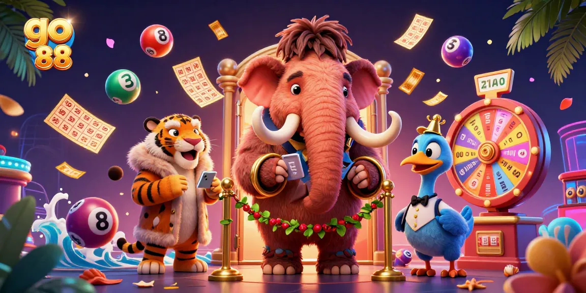 Engage with go 88's vibrant casino atmosphere featuring playful characters and dynamic gaming elements.