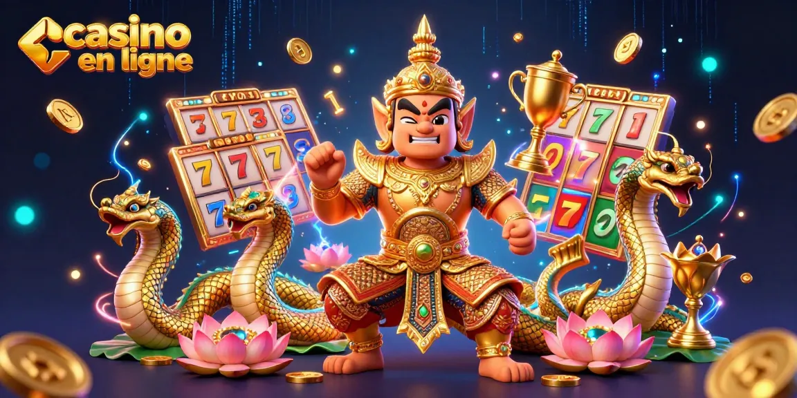 Jouez au casino en ligne avec des machines à sous et un gardien en armure dorée.