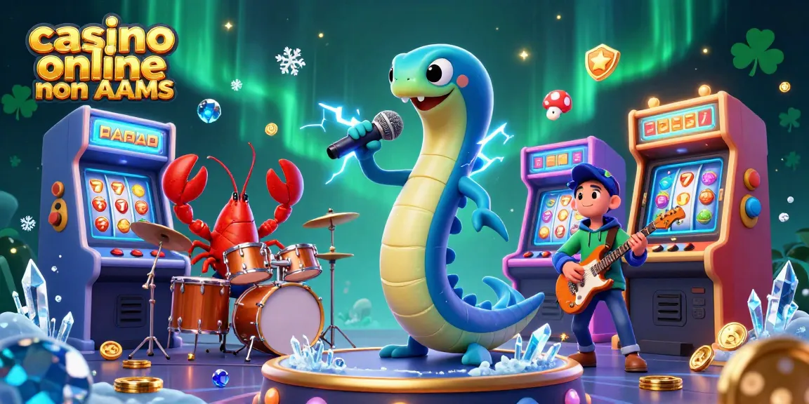 Immagine animata di un'illustrazione 3D che rappresenta "casino online non AAMS" con un'anguilla DJ con i suoi musicisti in un casinò sottomarino.