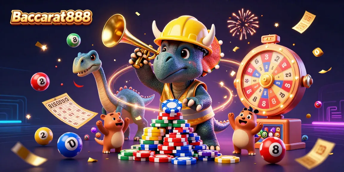 Experience the excitement of Baccarat888 with colorful lottery action and vibrant celebrations.