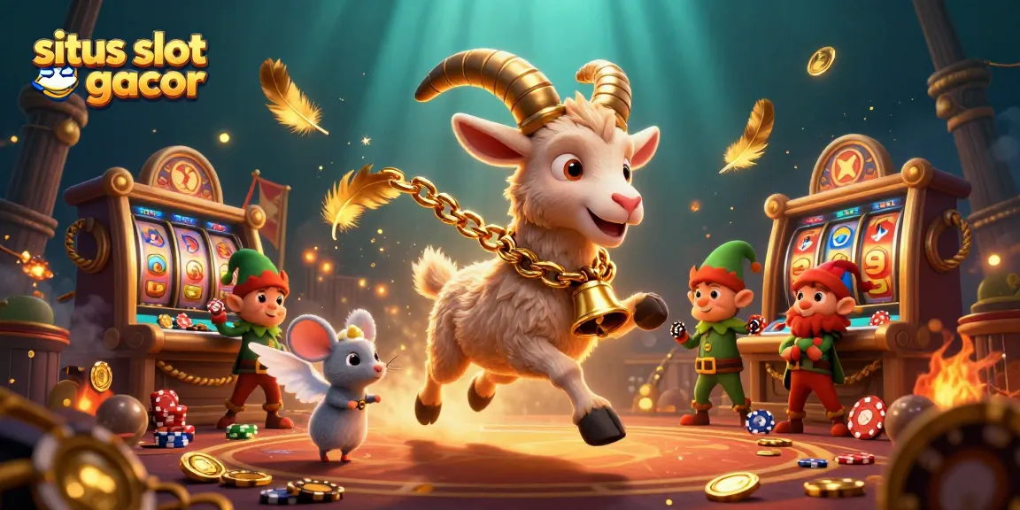 Experience the energetic atmosphere of situs slot gacor with a playful scene of a 3D goat in a casino.