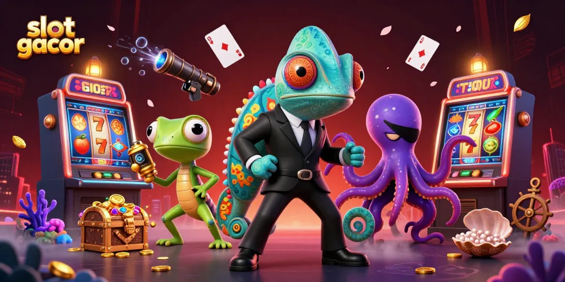 Exciting slot gacor scene featuring dynamic characters and vibrant game elements in an engaging casino environment.