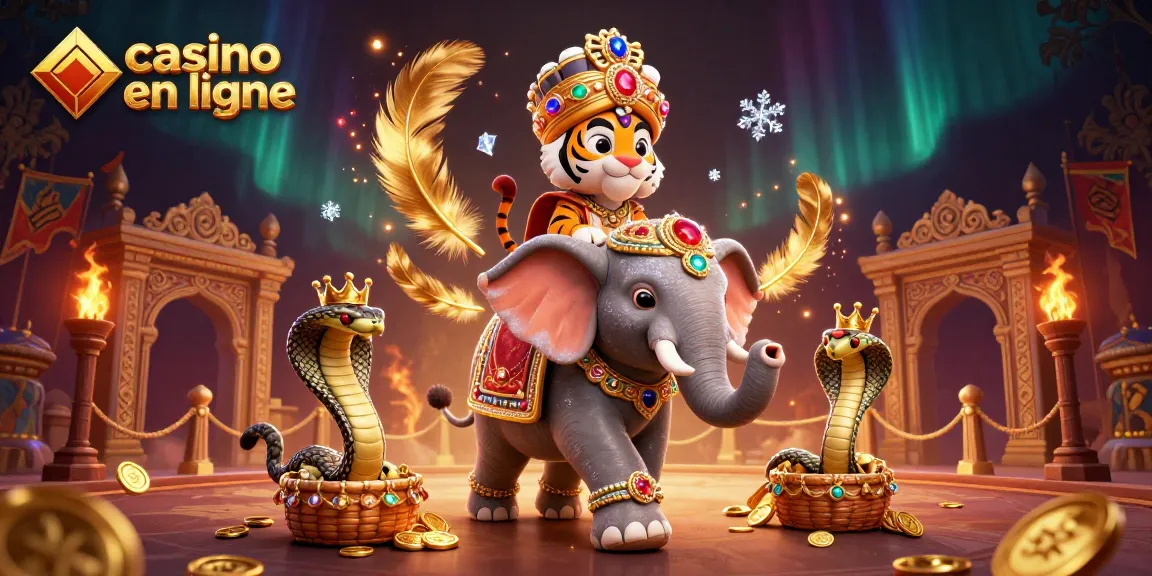 Jouez au casino en ligne avec un maharaja et un éléphant, entourés de jeux d'argent passionnants.